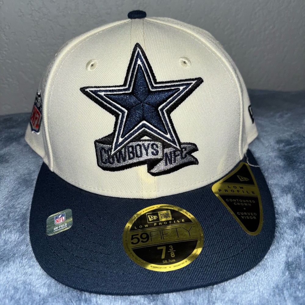 Dallas Cowboys New Era Low Profile Cap NFL Sideline Cream/Navy Size 7 3/8